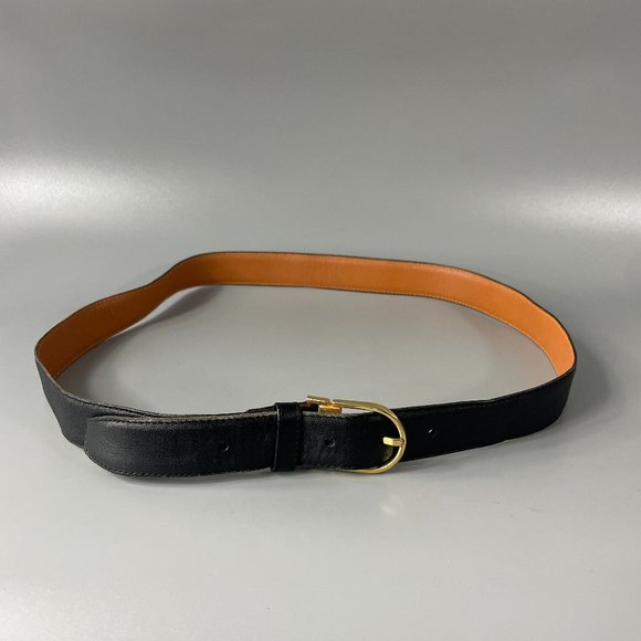 Vintage Christian Dior Black Leather Belt, Size 38 - Picture 1 of 12